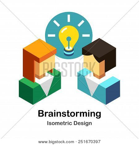 Illustration Of People And Light Bulb In Isometric View