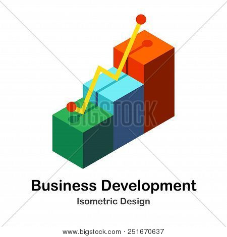 Illustration Of Graph Increasing In Isometric View