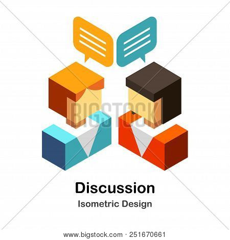 Illustration Of 2 People Chatting In Isometric View