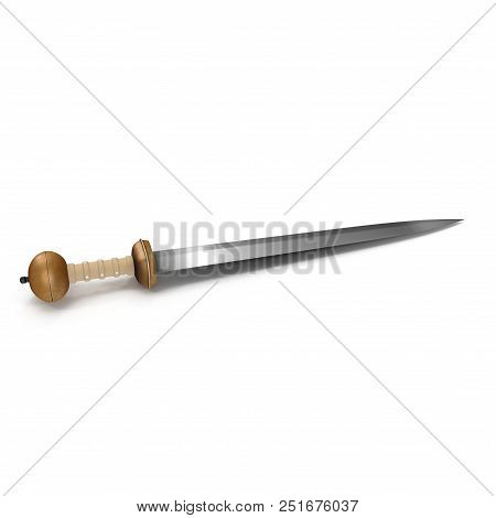Roman Battle Gladius Sword On White Background. 3d Illustration