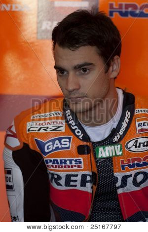 VALENCIA, Espanja - marraskuu 9: Dani Pedrosa virallinen motogp test uudet 1.000cc moottorit, Ric
