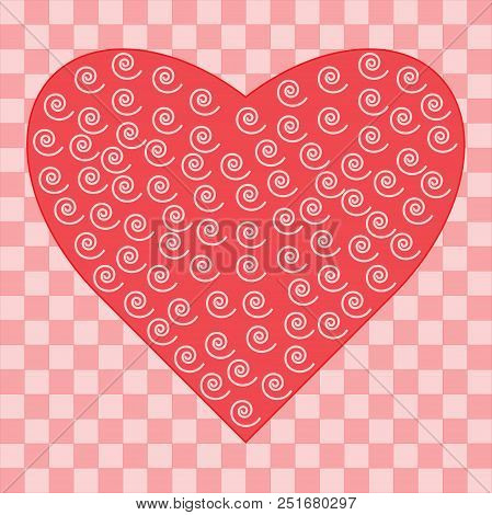 Red Valentine Heart. Vector Illustration. Chess Background