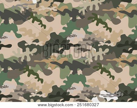 Beautiful Camouflage Seamless Pattern. Military Design. For Printing On Packaging, Textiles, Paper, 