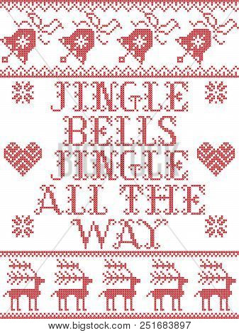Jingle Bells Jingle Bells Christmas Song Scandinavian Vector Seamless Pattern Inspired By Nordic Cul