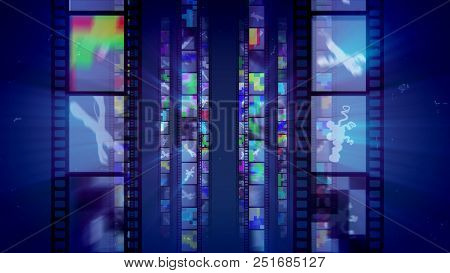 Shining Retro Film Blue Backdrop