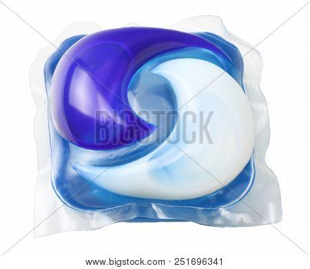 Washing Detergent Capsule Pod Isolated On White Background