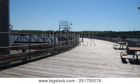 A Walking Bridge Over The Mississippi River In Keokuk, Iowa.