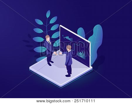 Business Automated Analytic System Isometric Icon, Businessman Hold A Meeting, Strategy Formulation,
