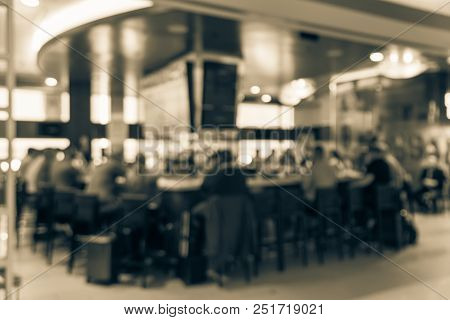 Vintage Blurred People Dining In At Airport Sport Bar