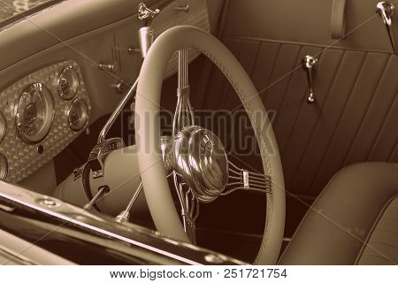 Close Up Of A Vintage Interior Car
