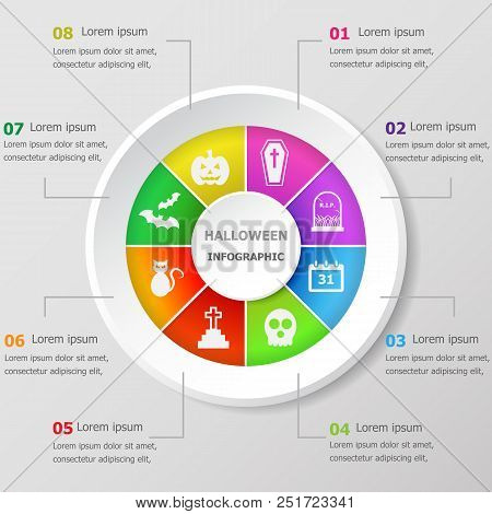 Infographic Design Template With Halloween Icons, Stock Vector
