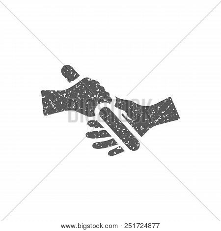 Relay Run Icon In Grunge Texture. Vintage Style Vector Illustration.