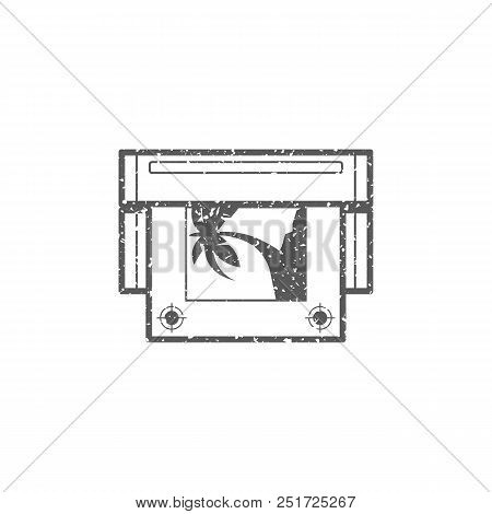 Printing Proof Icon In Grunge Texture. Vintage Style Vector Illustration.