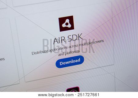 Ryazan, Russia - July 11, 2018: Adobe Air Sdk, Software Logo On The Official Website Of Adobe