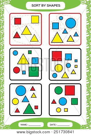 Sort By Shapes. Sorting Game. Group By Shapes - Square, Circle, Triangle. . Special Sorter For Presc