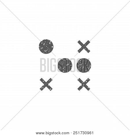 Strategy Game Icon In Grunge Texture. Vintage Style Vector Illustration.