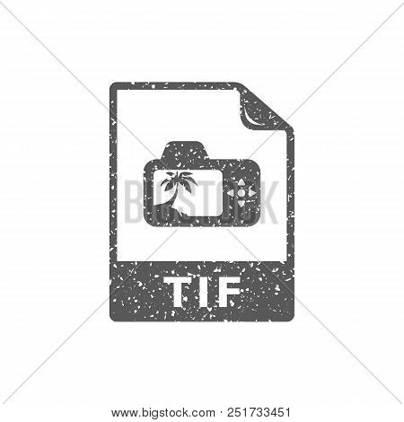 Tif File Format Icon In Grunge Texture. Vintage Style Vector Illustration.