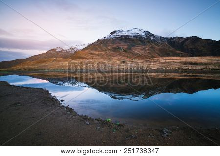 Mountain Lake Koruldi. Main Caucasian ridge. Zemo Svaneti, Georgia. Near the town of Mestia