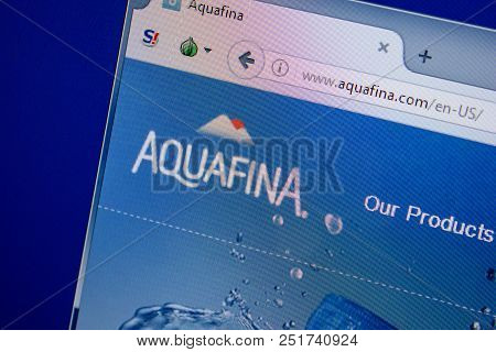 Ryazan, Russia - July 11, 2018: Aquafina.com Website On The Display Of Pc