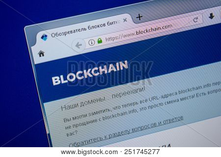 Ryazan, Russia - July 11, 2018: Blockchain.com Website On The Display Of Pc