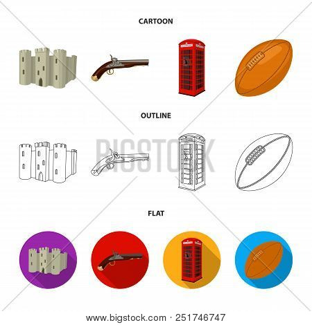Breed, Dog, Teapot, Brewer .england Country Set Collection Icons In Cartoon, Outline, Flat Style Vec