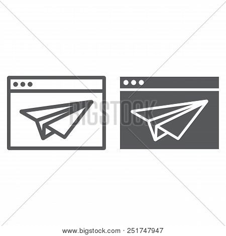 Landing Page Line And Glyph Icon, Browser And Page, Website Sign, Vector Graphics, A Linear Pattern 
