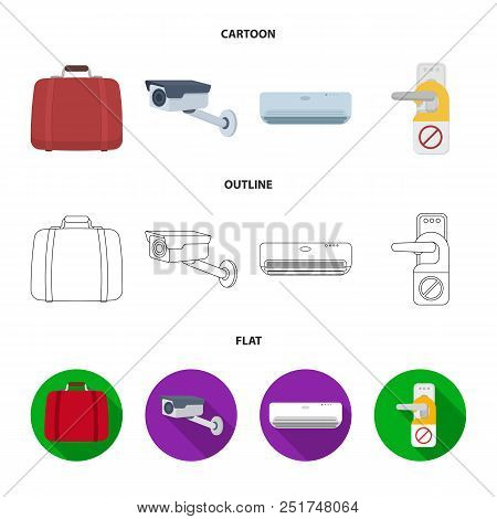 Luggage, Surveillance Camera, Air Conditioning, Do Not Disturb The Sign.hotel Set Collection Icons I