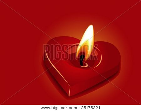 bougie valentine vecteur en forme de coeur