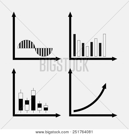 Set Of Icons Of Trade, Stock Market, Analysis Of The Motion Of Profit, Graphics Trade Digrammy Chara