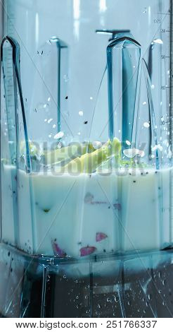 Energy Smoothie. Ingredients  For Energy Smoothie In Blender Clouseup. Ingredients  Such As:  Yoghur