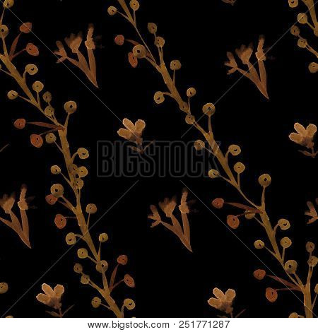 Simlpe Seamless Floral Pattern. Abstract Watercolor Free Hand Drawn Illustration For Wrapping, Backg