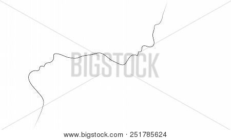 Two Abstract One Line Silhouettes Of People. Eps10 Vector