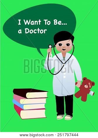 Boy With Stethoscope With Professional Aspirations In Medicine