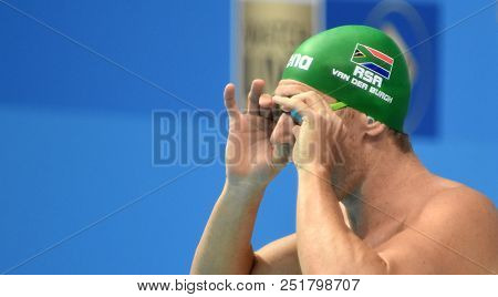 Budapest, Hungary - Jul 25, 2017. Competitive Swimmer Van Der Burgh Cameron (rsa) In The 50m Breasts