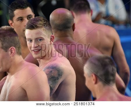 Budapest, Hungary - Jul 25, 2017. Competitive Swimmer Peaty Adam (gbr) In The 50m Breaststroke Semif