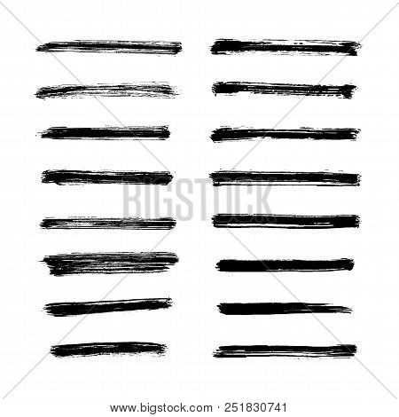 Brush Strokes Set Hand Drawn Scribble Abstract Vector Illustration. Border Design Template. Eps 10