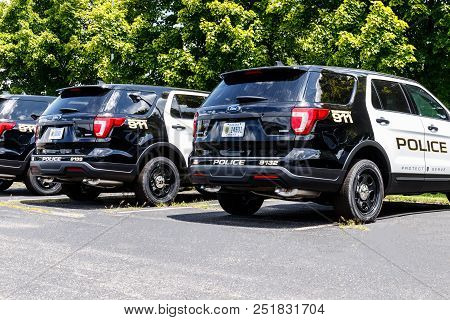 Noblesville - Circa July 2018: New Police Cars Waiting For Calls At The Station Ii