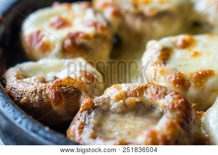 Stuffed Mushrooms With Cheese On The Pot, Georgian Cuisene