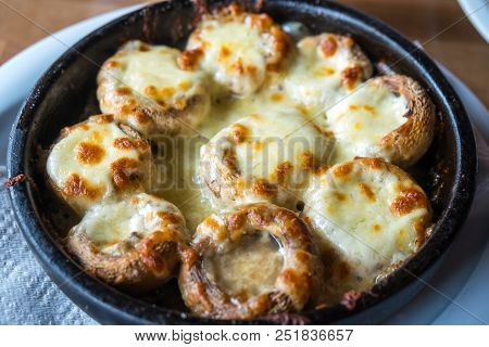 Stuffed Mushrooms With Cheese On The Pot, Georgian Cuisene