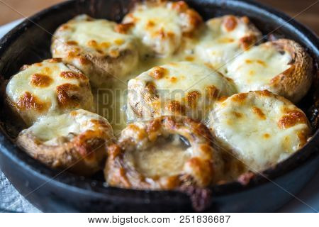 Stuffed Mushrooms With Cheese On The Pot, Georgian Cuisene