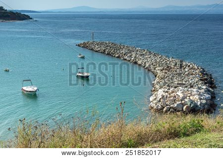 Nea Fokea, Kassandra, Chalkidiki, Greece - June 24, 2014: Port Of Nea Fokea At Kassandra Peninsula, 