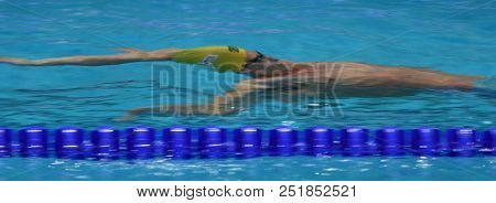 Budapest, Hungary - Jul 25, 2017. Competitive Swimmer Larkin Mitchell (aus) In The 100m Backstroke F