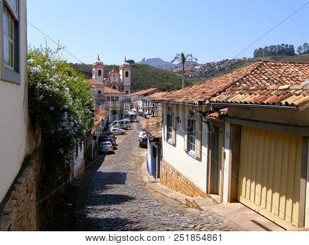 Ouro Preto, Brazil. November 10 Th 2016. Street In The Famous Of Historical Town Ouro Preto Minas Ge