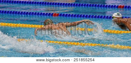 Budapest, Hungary - Jul 25, 2017. Competitive Swimmer Cseh Laszlo (hun) And Le Clos Chad (rsa) In Th