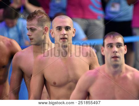 Budapest, Hungary - Jul 25, 2017. Competitive Swimmer Cseh Laszlo (hun) And Kenderesi Tamas (hun) Af