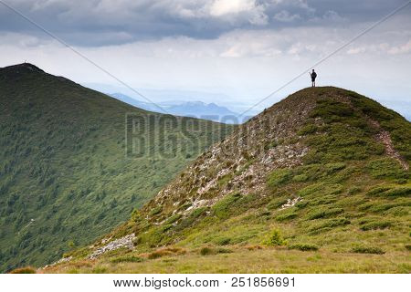 mountain view with green firs, Tibles,  Romania