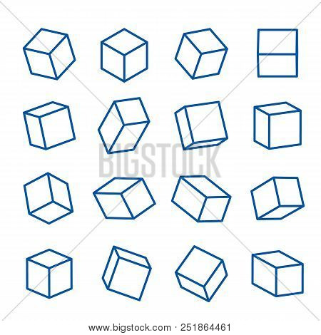 Set Of Geometric Shapes, Platonic Solids, Vector Icon Line Illustration