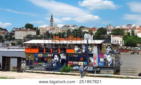 Belgrade, Serbia, July 01, 2018. Zappa Barka Floating Night Club On The Sava River.