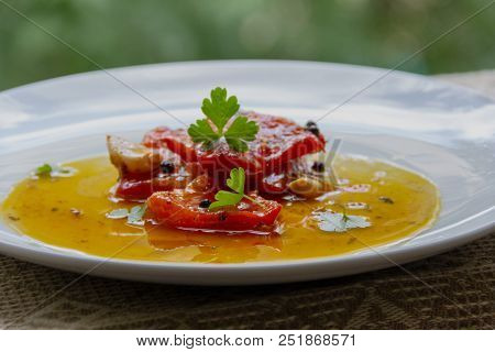 Sweet Pepper Gogoshary Marinated On The Dining Table