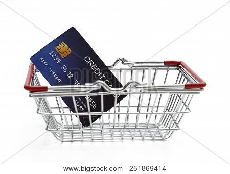 Bitcoin Money With Isolated Shopping Cart Sales On White Background Shot In Studio For Marketing And